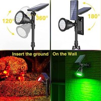 Roshwey Solar Spot Lights Outdoor, 7 Colors Halloween Christmas Solar Outdoor Lights Waterproof Landscape Lights 600Lm Solar Spotlight Lighting For House Backyard Pool Patio Garden Decor- 2 Pack