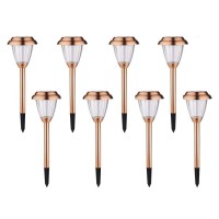 Voona Solar Lights Outdoor Pathway 8 Pack Copper Garden Walkway Lights Solar Powered Waterproof Outdoor Lights For Garden Law