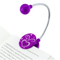 Withit Clip On Book Light -Violet Heart- Led Reading Light For Books And Ebooks, Reduced Glare, Portable And Lightweight, Cute Bookmark Light For Kids And Adults, Batteries Included