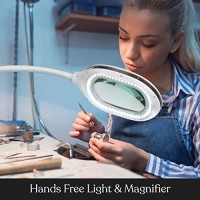 Brightech Lightview Pro Magnifying Led Desk Lamp With Light, Hobbies & Reading, Flexibility & Durability Magnifying Floor Lamp, 3 In 1 Led Light Glass Magnifier, Work Light For Pro Uses - White