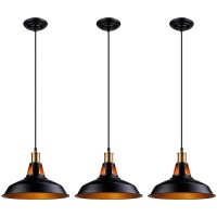 Leonlite Industrial Metal Pendant Light, 4.92Ft Cord Edison Vintage Style Hanging Barn Lampshade, Etl Listed, Aluminum Sockets, E26 Base, For Kitchen, Pool Table, Dining Room, Pack Of 3