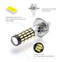 Product Specifications Base Type H1 Operating Voltage 930 VDC LED Type 4014 LED Quantity 51 LEDS Total Power Consumption 36 Watts Luminous Flux 1000LM Color Temperature 6500K Type Replacement Bulb Beam Angle 360 degree Replaces Stock Bulb H1 Package Dimen