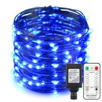 Er Chen 66Ft Led String Lights, 200 Led Fairy Starry Lights On 20M Copper Wire String Lights + 12V Dc Power Adapter + Remote Control For Christmas (Blue)