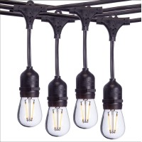 Sterno Home 48-Ft Vintage-Style Waterproof Outdoor Led String Lights - Hanging Edison Bulbs On Black Rubberized Cord - For Backyard, Weddings, Patio, Porch, And More.