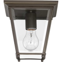 Progress Lighting Burlington Collection 1-Light Clear Beveled Glass New Traditional Outdoor Flush Mount Light Antique Bronze, 7.00X7.00X7.00