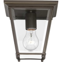 Progress Lighting Burlington Collection 1-Light Clear Beveled Glass New Traditional Outdoor Flush Mount Light Antique Bronze, 7.00X7.00X7.00