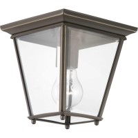 Progress Lighting Burlington Collection 1-Light Clear Beveled Glass New Traditional Outdoor Flush Mount Light Antique Bronze, 7.00X7.00X7.00