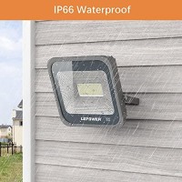 Lepower 100W Led Flood Light, 10000Lm Work Light With Plug, Equiv 500W Halogen, 6000K White Light, Ip66 Waterproof Outdoor Floodlight For Garage, Garden, Lawn, Basketball Court, Playground 2 Pack