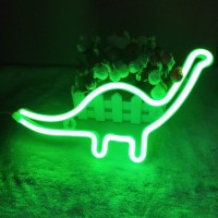 Qiaofei Cute Dinosaur Night Light For Kids Gift'S Led Dinosaur Neon Signs Dino Lamp For Wall Decor Bedroom Decorations Home Party Holiday Decor Battery Or Usb Operated Table Night Light Signs