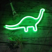 Qiaofei Cute Dinosaur Night Light For Kids Gift'S Led Dinosaur Neon Signs Dino Lamp For Wall Decor Bedroom Decorations Home Party Holiday Decor Battery Or Usb Operated Table Night Light Signs