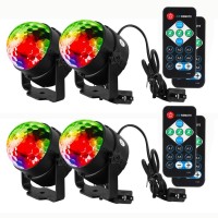 Lunsy Sound Activated Party Lights With Remote Control Dj Lighting Rgb Disco Ball Light, Strobe Lamp 7 Modes Stage Par Light For Home Room Dance Parties Bar Xmas Wedding Show Club - 4 Pack