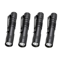 Pocketman 900Lm Ultra Slim Portable Xpe-R3 Mini Led Flashlight Belt Clip Pen Light Tactical Torch(9 Cm) (4 Pack)