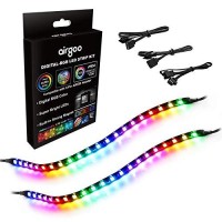 Airgoo Addressable Rgb Pc Led Strip, 2X13.8In 42 Leds Diffused Rainbow Magnetic Argb Strip For Pc Case Lighting, For 5V 3-Pin Asus Aura Sync, Gigabyte Rgb Fusion, Msi Mystic Light Sync Motherboard