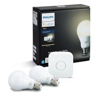 Philips Hue White A19 60W Equivalent Dimmable Led Smart Light Bulb Starter Kit, 2 A19 60W White Bulbs And 1 Bridge, Works With Alexa, Apple Homekit, And Google Assistant (California Residents)