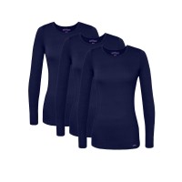 Sivvan Scrubs For Women Long Sleeve Comfort Underscrub Tee 3Pack S85003 Navy L