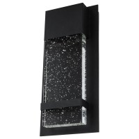 Ciata Wall Sconce Integrated Led Reflects Warm White Lighting Through Bubble Glass -Indoor/Outdoor Rectangular Wall Light Fixture -Modern & Stylish Sconce With Matte Black Finish (14 Inch)