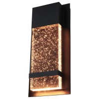 Ciata Wall Sconce Integrated Led Reflects Warm White Lighting Through Bubble Glass -Indoor/Outdoor Rectangular Wall Light Fixture -Modern & Stylish Sconce With Matte Black Finish (14 Inch)