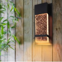 Ciata Wall Sconce Integrated Led Reflects Warm White Lighting Through Bubble Glass -Indoor/Outdoor Rectangular Wall Light Fixture -Modern & Stylish Sconce With Matte Black Finish (14 Inch)