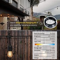 Minetom 48 Feet Led Outdoor String Lights With 15 Shatterproof Energy Saving Bulbs Ul Listed Commercial Grade Connectable Weatherproof Strand For Patio Deck Backyard Garden Wedding, Black Cord