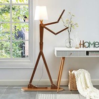 Hroome Cool Tall Floor Lamp Decorative Reading Standing Wood Swing Arm Wood Lighting For Corner Kids Boys Girls Bedroom Living Room Home Improvement Office Farmhouse - With Led Bulb (Walnut)