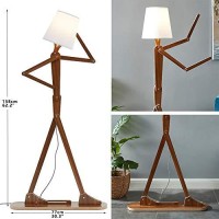 Hroome Cool Tall Floor Lamp Decorative Reading Standing Wood Swing Arm Wood Lighting For Corner Kids Boys Girls Bedroom Living Room Home Improvement Office Farmhouse - With Led Bulb (Walnut)