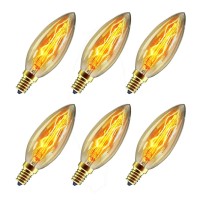 Ctkcom 40 Watt E14 Base Edison Chandelier Light Bulbs (6 Pack),C35 Vintage Antique Bulbs,Dimmable ,Amber Glass, Warm White 2300K,For Candle Pendant Lights,Home Light Fixtures,120V