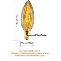 Ctkcom 40 Watt E14 Base Edison Chandelier Light Bulbs (6 Pack),C35 Vintage Antique Bulbs,Dimmable ,Amber Glass, Warm White 2300K,For Candle Pendant Lights,Home Light Fixtures,120V