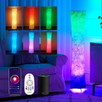 Chiphy Floor Lamp, Rgb 52'' Standing Lamps, 7 Colors Changing And Dimmable Led Bulbs, Remote Control And White Fabric Shade, Modern For Bedroom, Living Room And Play Room