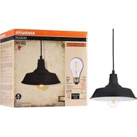 Sylvania Vintage Hudson Antique Pendant Light Fixture With 1 8.5W A19 Led Bulb Included, 800 Lumens, Antique Black, Dimmable (60053)