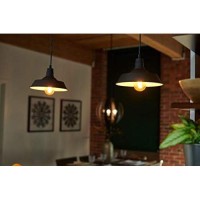 Sylvania Vintage Hudson Antique Pendant Light Fixture With 1 8.5W A19 Led Bulb Included, 800 Lumens, Antique Black, Dimmable (60053)