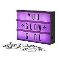 My Cinema Lightbox - Rgb Color Changing Cinema Light Box Mini - 100 Led Light Letters And Numbers - Personalized Neon Signs As Novelty Lighting, Your Own Light Box Sign, Marquee Light Up Letters Box