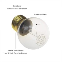 Jslinter 40 Watt Appliance Oven Light Bulb - High Temp - 120V Clear - 415 Lumens - E26/E27 Medium Brass Base - G45 4-Pack