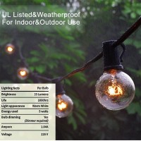 Abeja 25Ft Outdoor Patio String Lights With 27 Clear G40 Bulbs, Ul Listed For Porch Backyard Deck Bars Wedding Indoor Decor, 5W, E12 Socket Base, Black