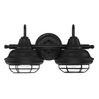 Designers Impressions Charleston Matte Black 2 Light Wall Sconce/Bathroom Fixture: 10008