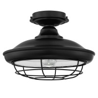 Designers Impressions Charleston Matte Black Semi-Flush Mount Ceiling Light Fixture: 10002