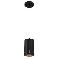 Westinghouse 6356600 Contemporary One-Light Adjustable Perforated Cylindrical Metal Shade, Black Finish Mini Pendant