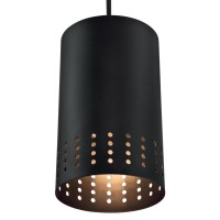 Westinghouse 6356600 Contemporary One-Light Adjustable Perforated Cylindrical Metal Shade, Black Finish Mini Pendant