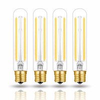 Hizashi 4W Led T6.5 Tubular Filament Bulb E17 Intermediate Base Dimmable 4.7'' Length 40W Equivalent Light Bulb 4000K Cool White 90+ Cri For Exit Sign Light, Refrigerator, Freezer, Ul Listed - 4 Pack