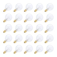 Simba Lighting String Light Outdoor Globe G40 Replacement Bulb 5W E12 Candelabra Base C7 Socket For Patio, Caf