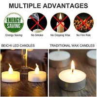 Beichi 100-Pack Flameless Led Tea Light Candles Bulk, Warm White Battery Operated Votive Tealight Little Candles, Small Electric Fake Tea Candles For Holiday, Wedding, Parties