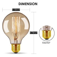 Greensun Led Lighting Vintage Edison Bulbs Dimmable Globe 40W/110V E26 E27 Base Filament Incandescent Light Bulb Round Antique For Home Decoration Bar Restaurant (4 Pack)