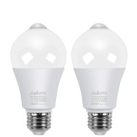 Aukora Motion Sensor Light Bulbs, 12W (100-Watt Equivalent) E26 Motion Activated Dusk To Dawn Security Bulb Outdoor/Indoor For Front Door Porch Garage Basement Hallway Closet(Cold White 2 Pack)