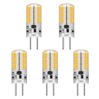 Gy6.35 G6.35 Bi-Pin Base Led Bulb 4Watt Ac Dc 12V Silica Gel Crystal Warm White 2700K-3000K Landscape Lighting,Jc Type, Equivalent 25W- 30W Q35/Cl/T4 Halogen Bulbs (5-Pack)