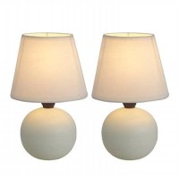 All The Rages Lt2008-Off-2Pk Simple Designs Mini Ceramic Globe Table Lamp 2 Pack Set Off White