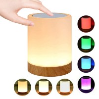 Royfacc Night Light Touch Sensor Lamp Bedside Table Lamp For Kids Bedroom Rechargeable Dimmable Warm White Light + Rgb Color Changing