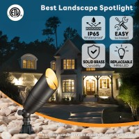 Gardenreet Low Voltage Spotlight Brass, 12V Ac/Dc Led Outdoor Landscape Lighting Wired, Ip65 Waterproof, Bronze Uplight Yard Lights For Garden, Patio, Wall, Tree, Lawn Without Mr16 Bulb(12 Pack)