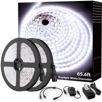 Onforu 656Ft Led Strip Light Bright White 6000K Dimmable Daylight White Tape Light 20M 1200 Leds 2835 Flexible Ribbon Light 1