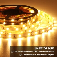 Warm Led Strip Lights,Onforu16.4Ft Dimmable Strip Lighting,3000K 5M 12V Tape Light, 2835 Leds Flexible Warm White Rope Light For Home,Kitchen,Under Cabinet,Bedroom,Non-Waterproof