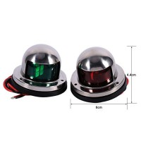 Keenso Boat Navigation Lights, 12V Stainless Bow Lights Marine Boat Yacht Light Led Red Green Sailing Signal Lights For Boats