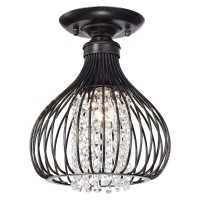 Edvivi 1-Light Crystal Chandelier Semi Flush Mount Ceiling Light Fixtures Modern Pendant Lamp For Hallway Bar Kitchen Dining Room Kids Room Bedroom, Antique Bronze Finish